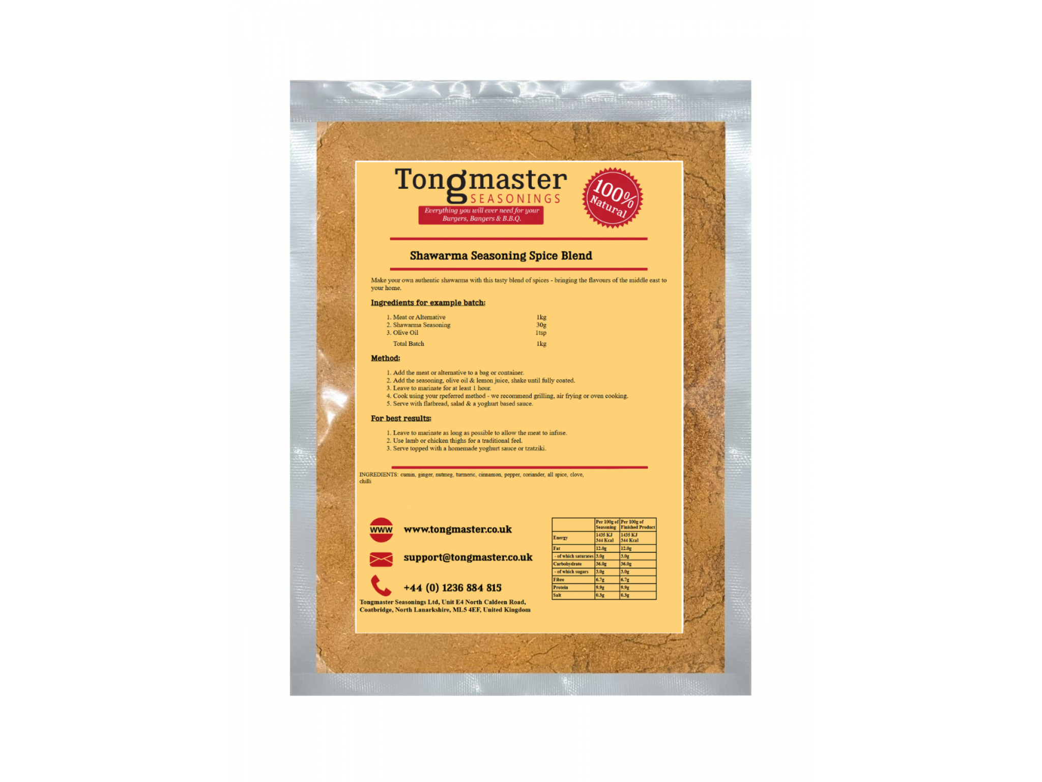Shawarma Labels Shawarma Seasoning Spice Blend - 100g