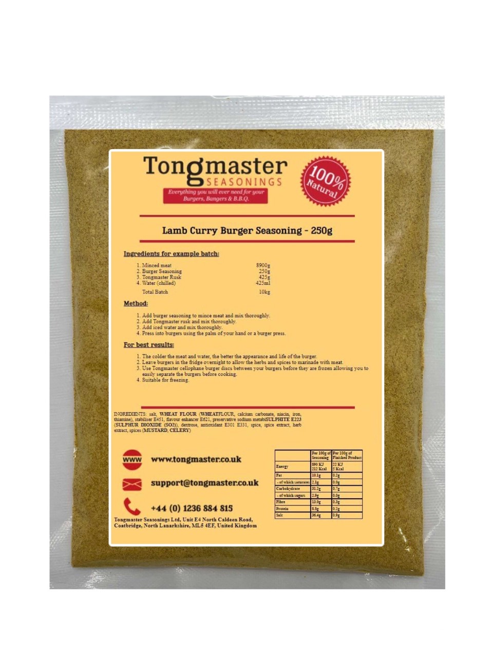 Lamb Curry Burger Seasoning - 250g