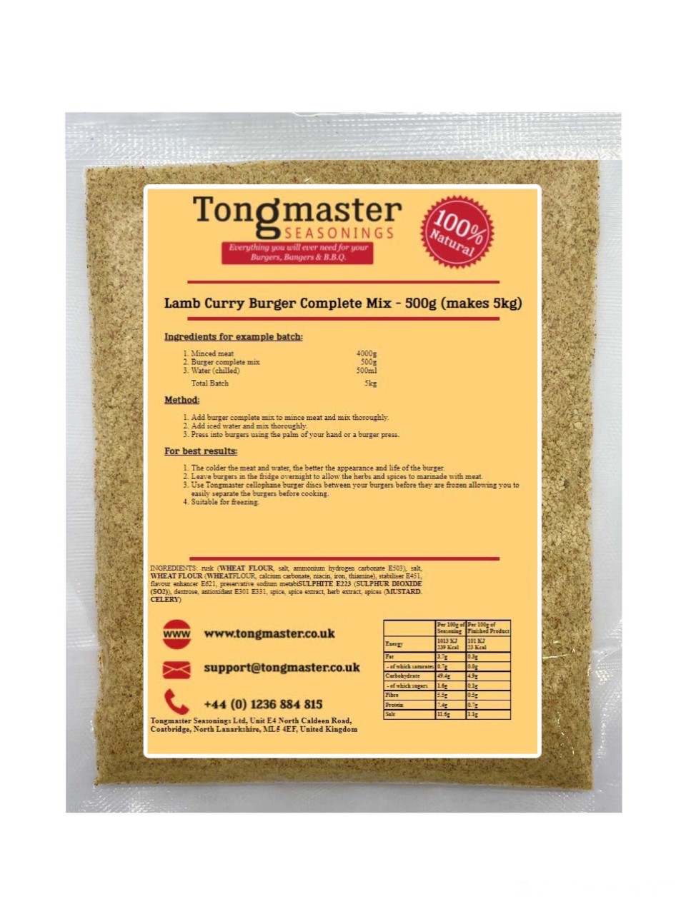 Lamb Curry Burger Complete Mix - 500g