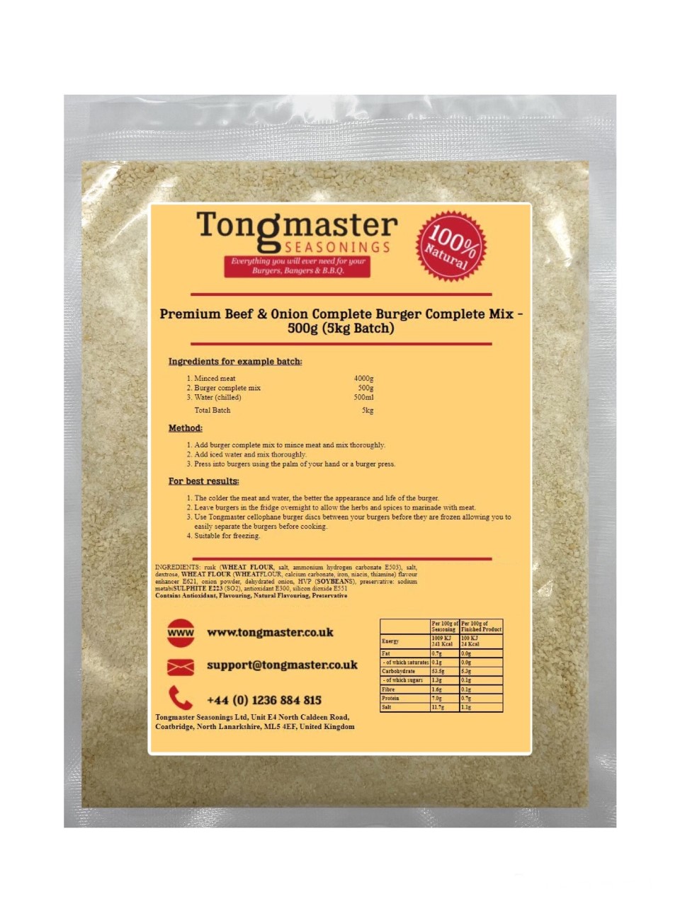 Premium Beef & Onion Burger Complete Mix - 500g