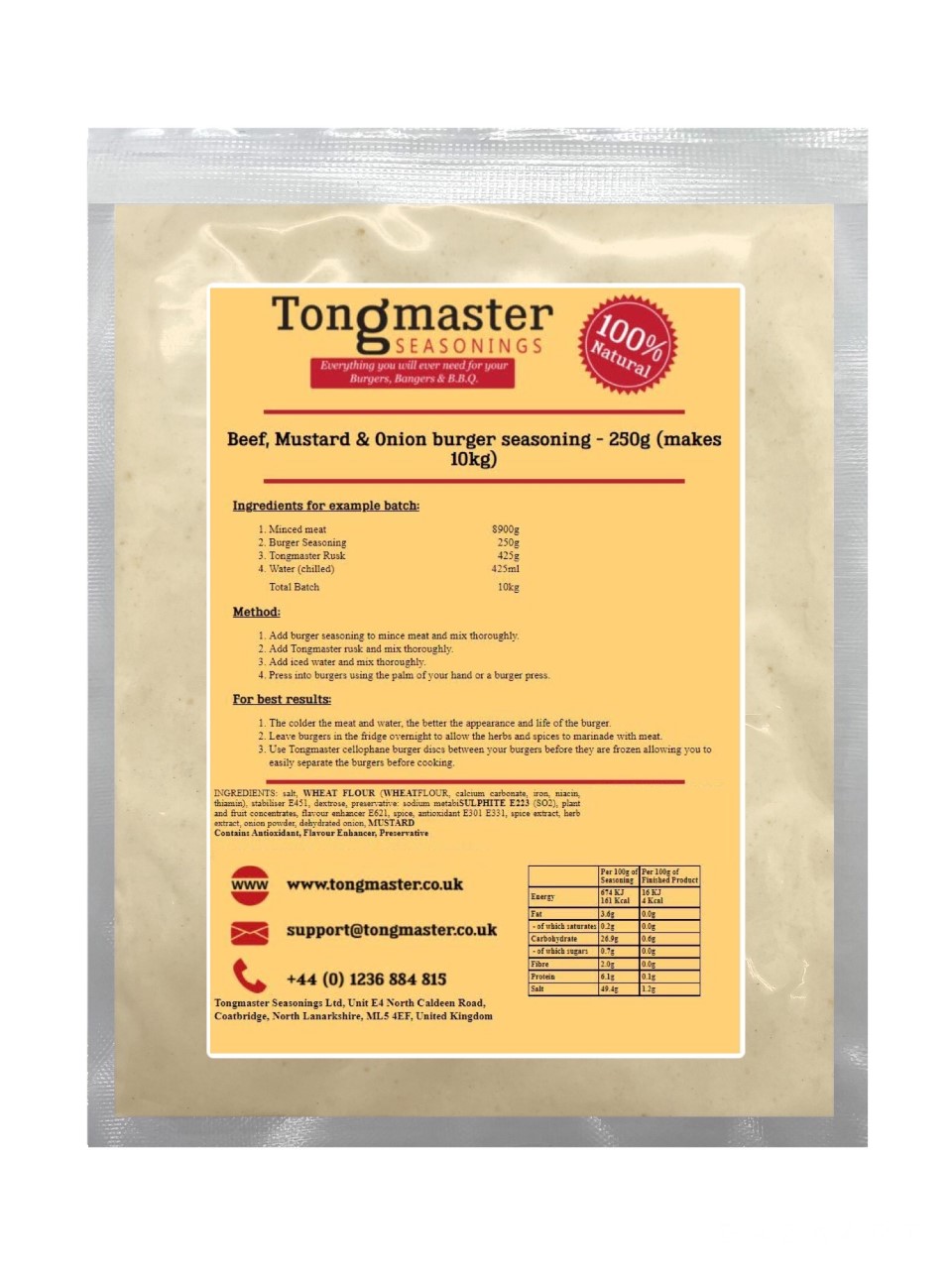 Beef, Mustard & Onion Burger seasoning - 250g