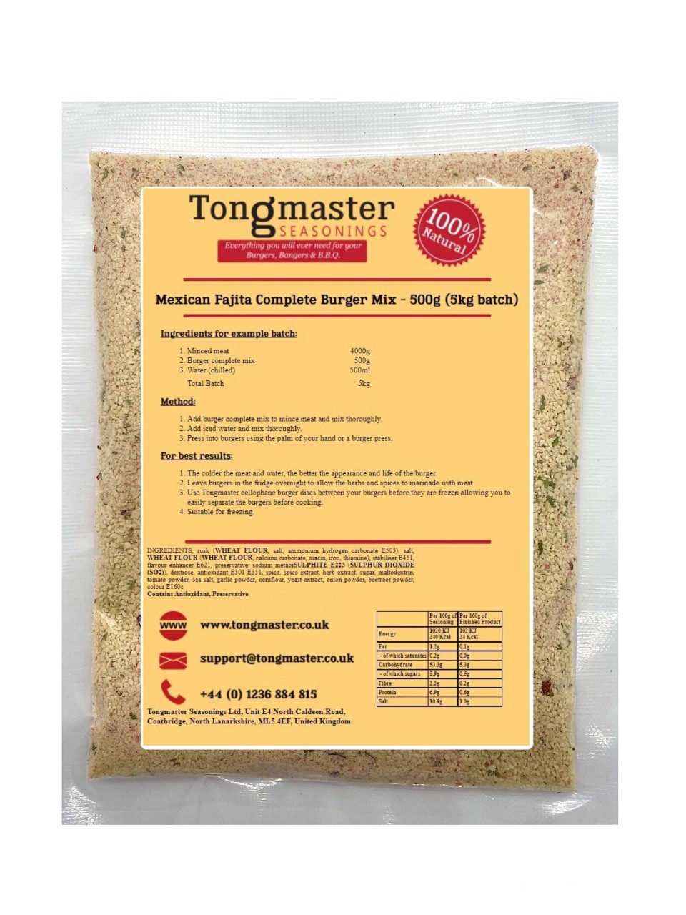 Mexican Fajita Complete Burger Mix - 500g