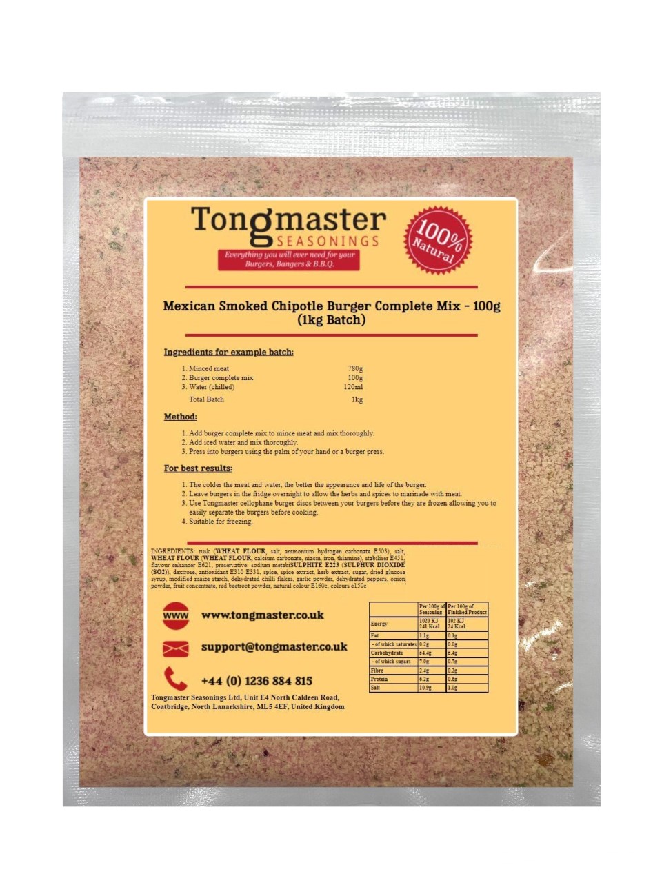 Mexican Smoked Chipotle Burger Complete Mix - 500g