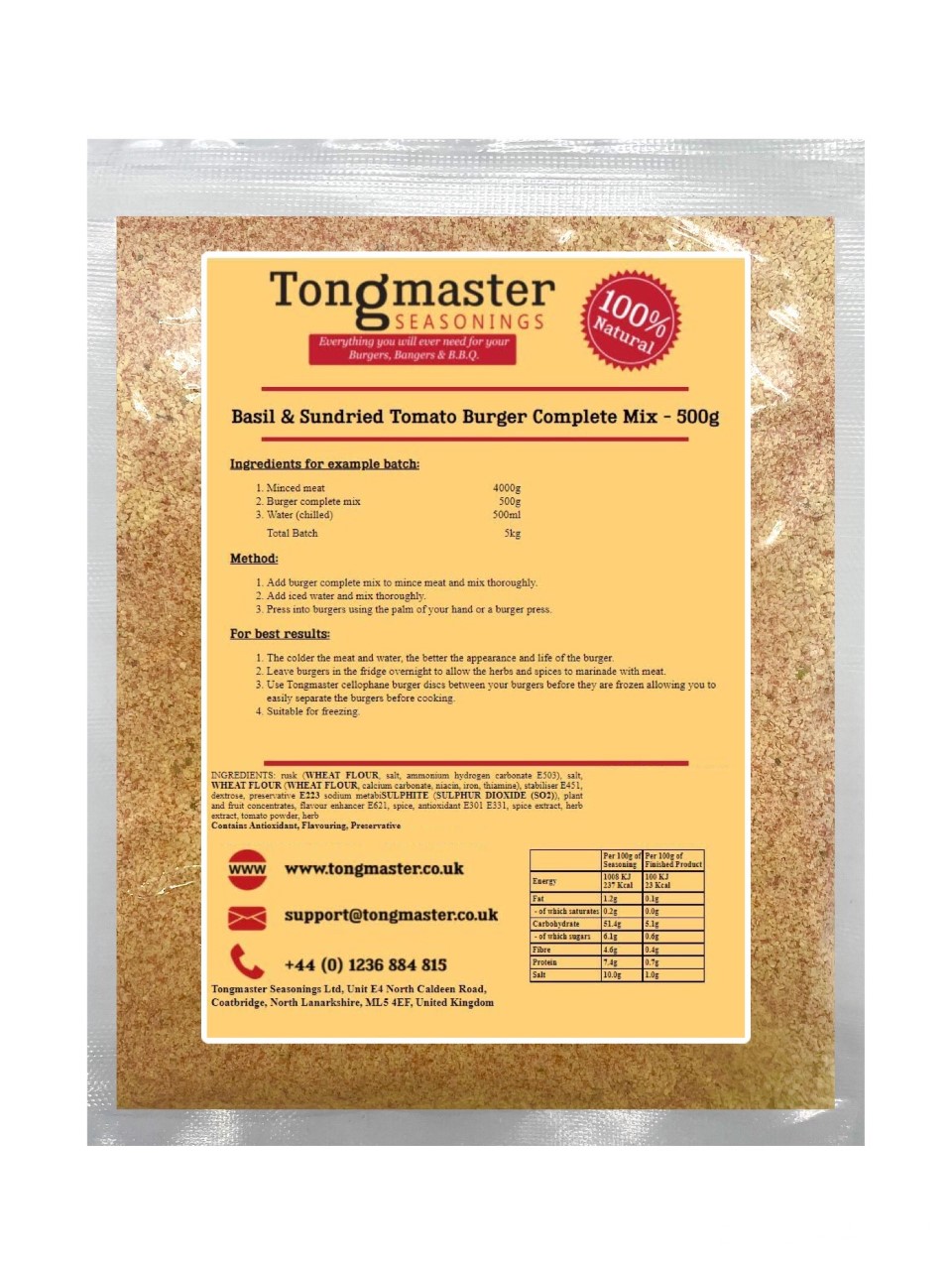 Basil & Sundried Tomato Burger Complete Mix - 500g