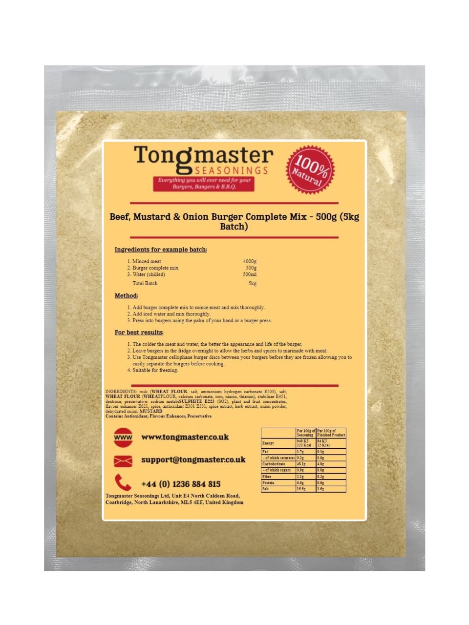 Beef, Mustard & Onion Burger Complete Mix - 500g