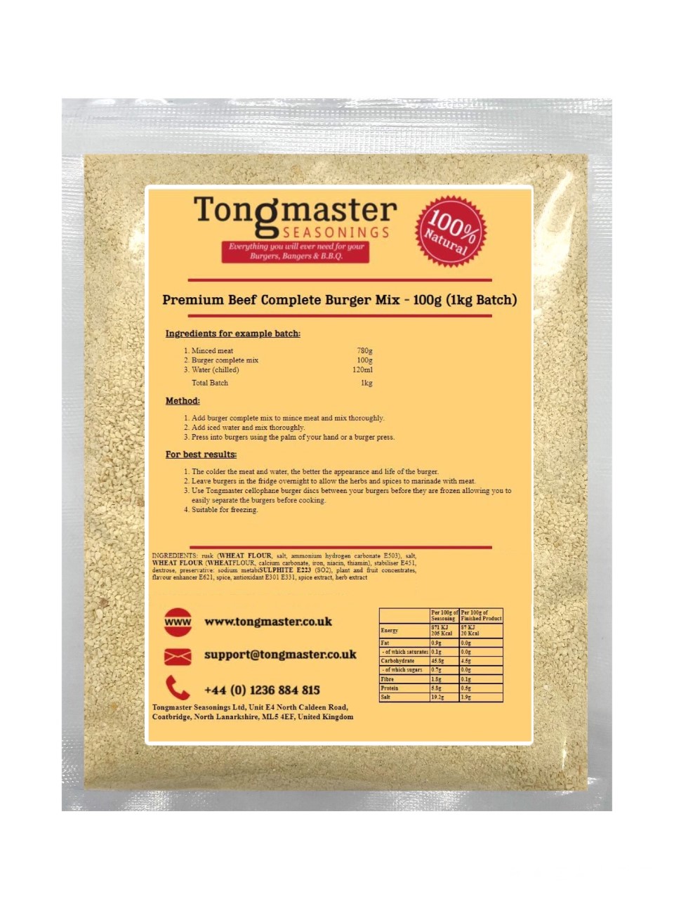 Premium Beef Complete Burger Mix - 100g