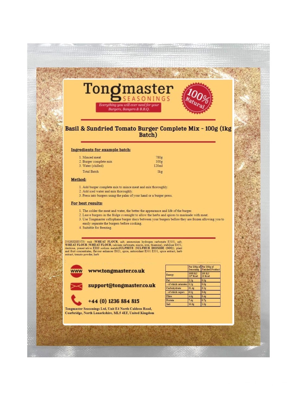 Basil & Sundried Tomato Burger Complete Mix - 100g