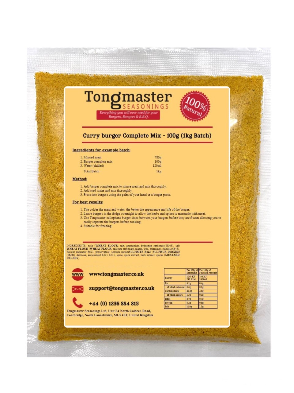 Curry burger Complete Mix - 100g