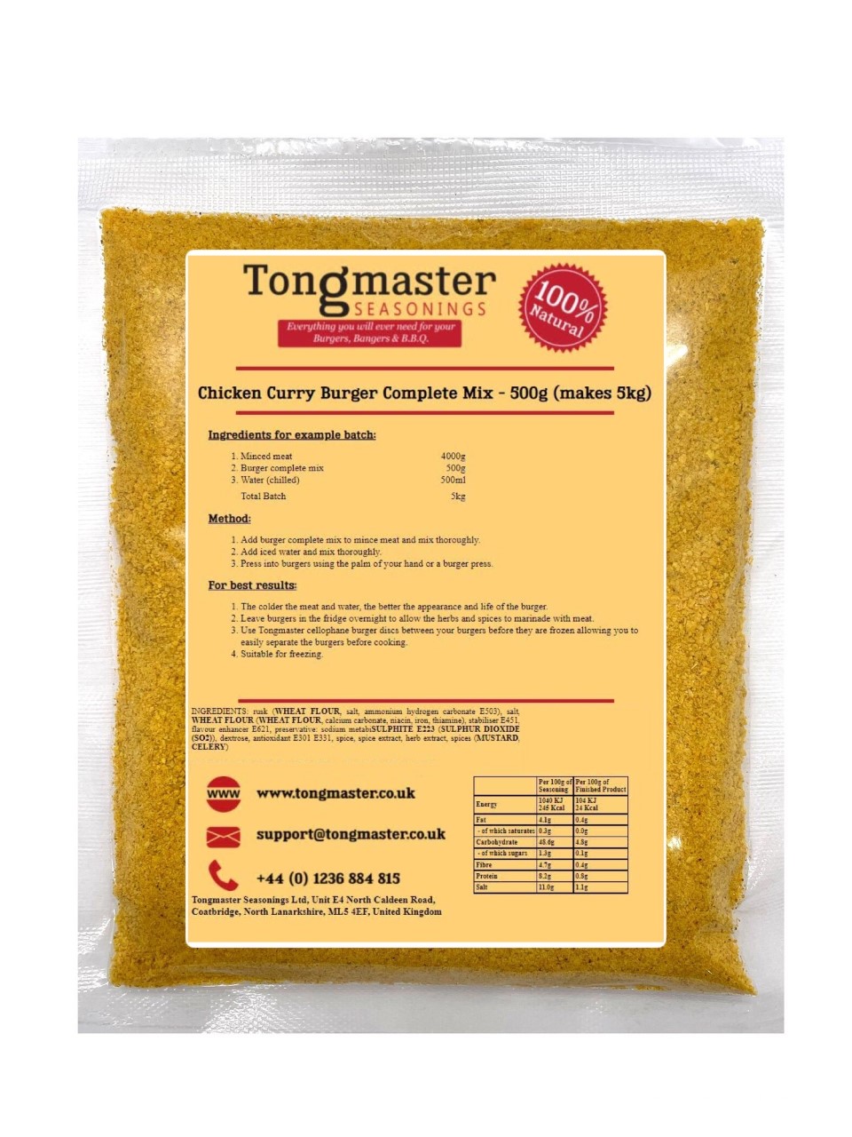 Chicken Curry Burger Complete Mix - 500g