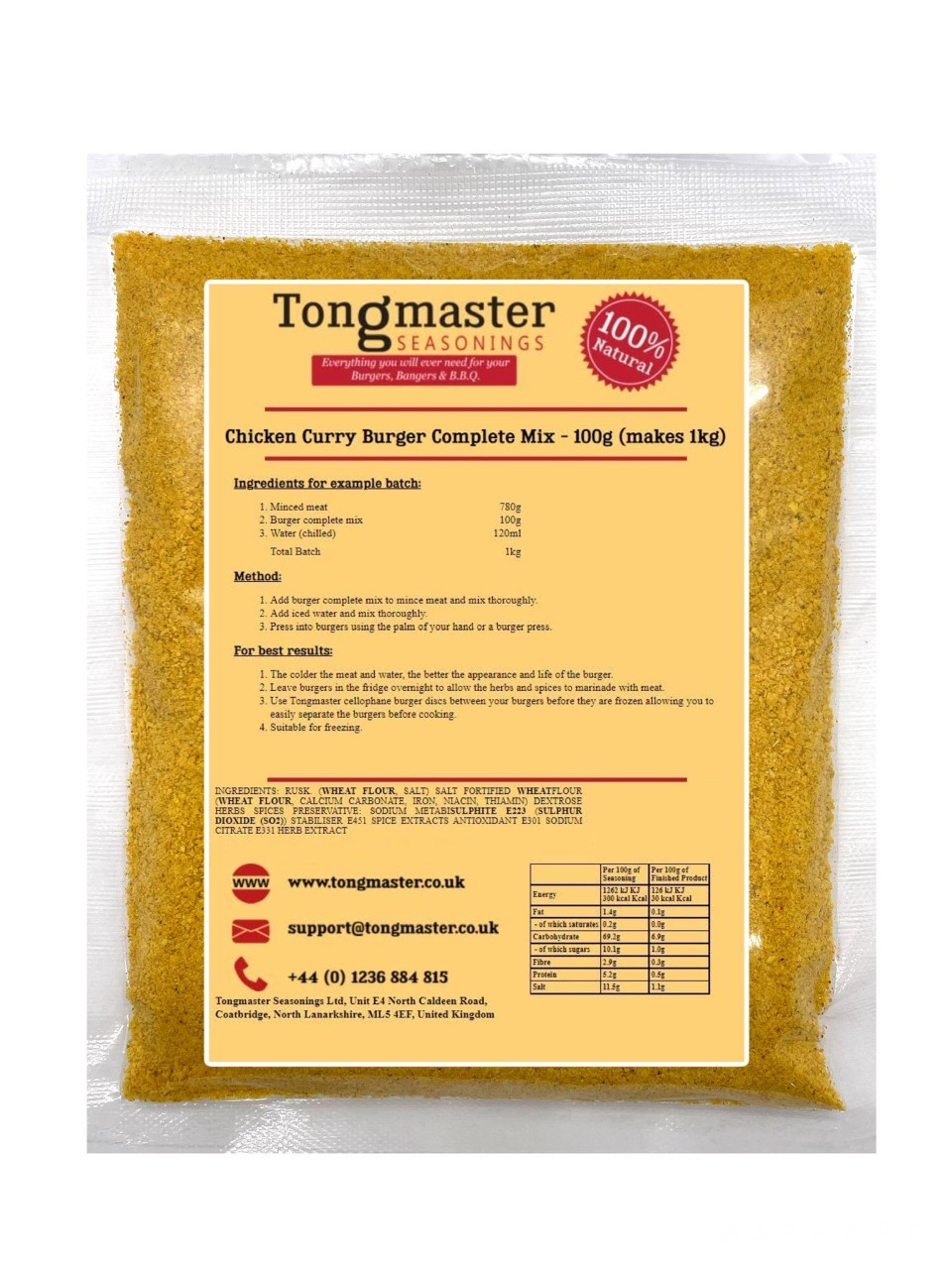 Chicken Curry Burger Complete Mix - 100g
