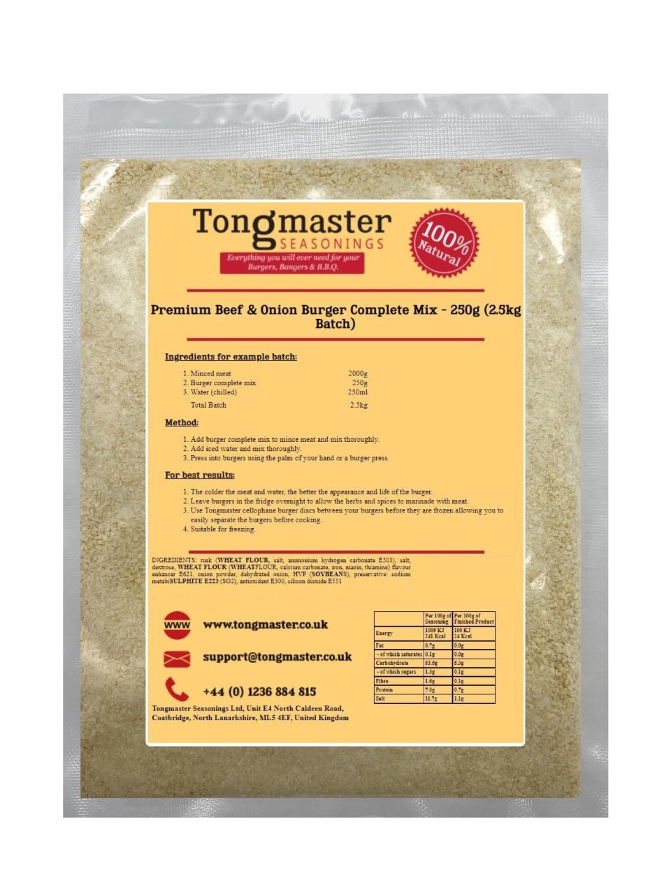 Premium Beef & Onion Burger Complete Mix - 250g
