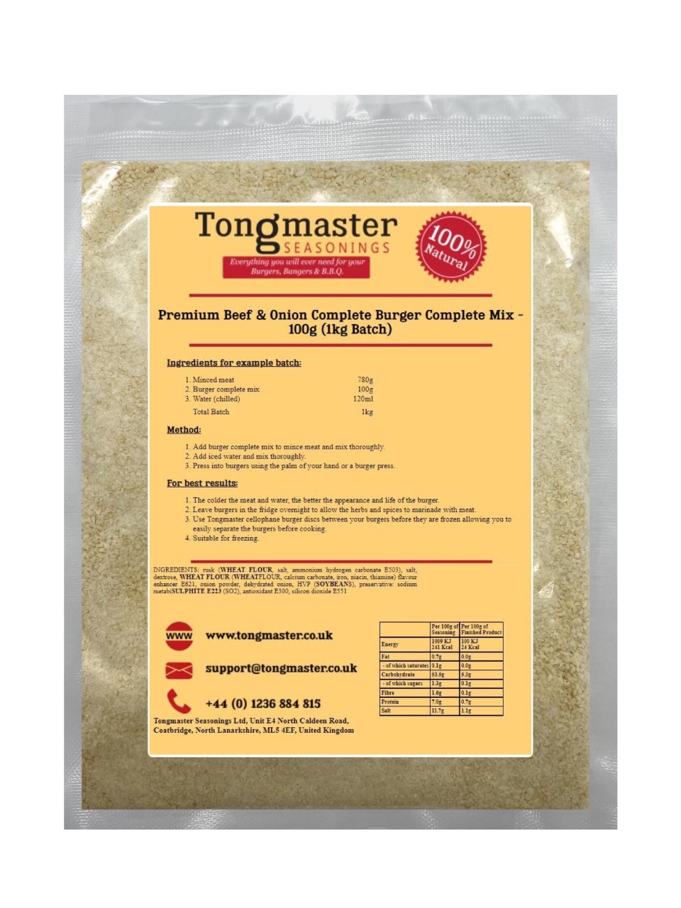 Premium Beef & Onion Burger Complete Mix - 100g