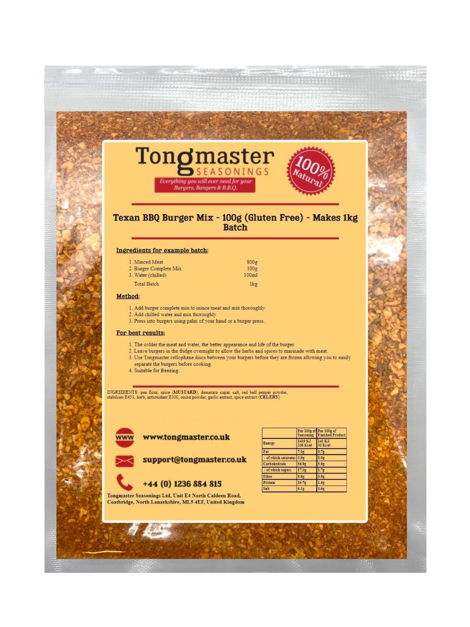 Texan BBQ Burger Mix - 100g (Gluten Free) - Makes 1kg Batch