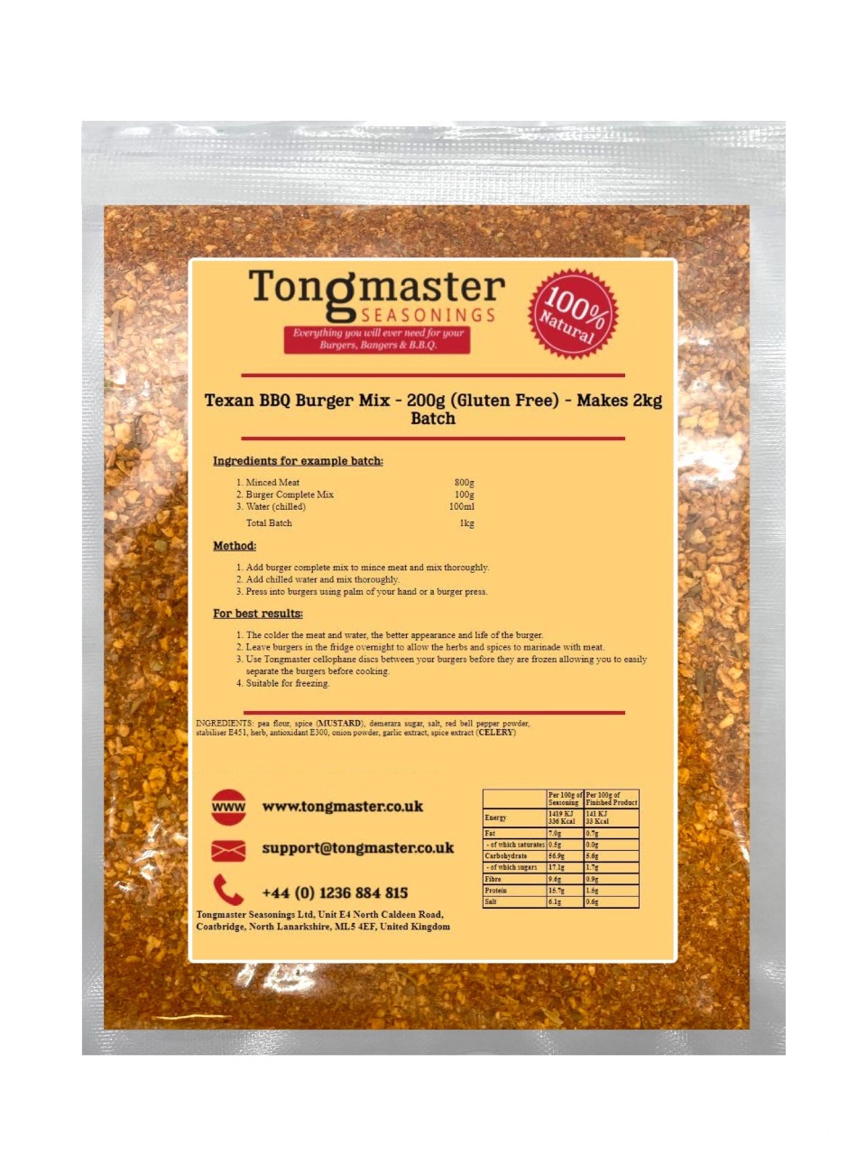 Texan BBQ Burger Mix - 200g (Gluten Free) - Makes 2kg Batch