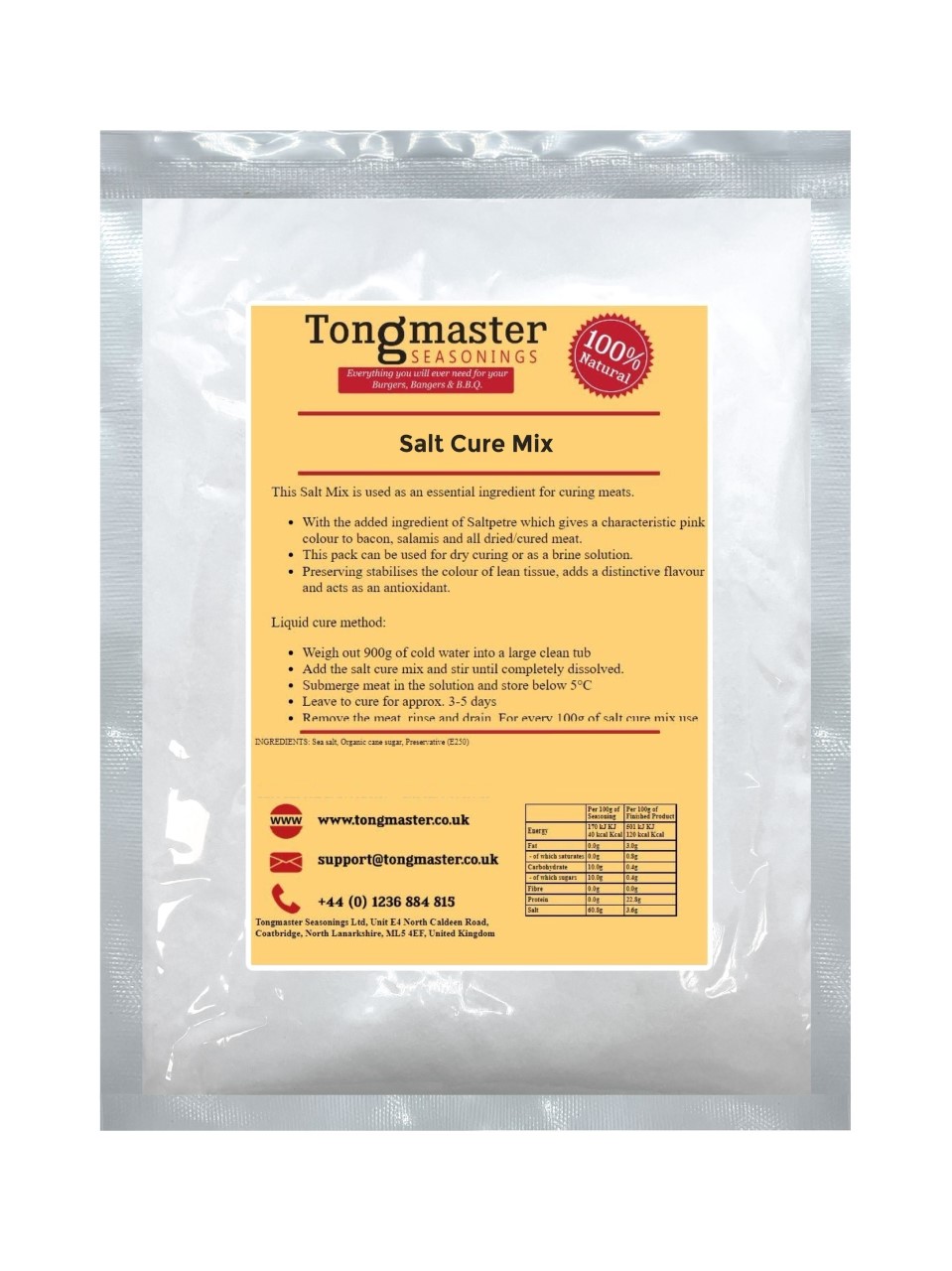 Salt Cure Mix - Ideal for Curing Bacon and all Dried/Cured Meat - 200g