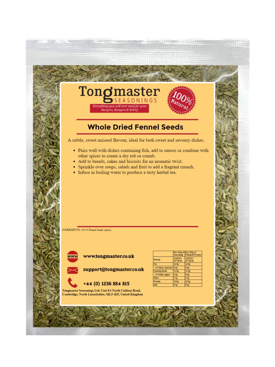 Whole Dried Fennel Seeds - 50g